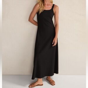 Haven Well Within Black Organic Cotton Ribbed Knit Maxi Dress